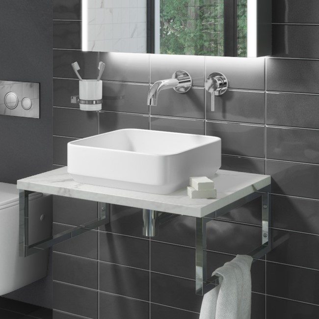 Square Countertop Basin and Waste 360mm - Augusta