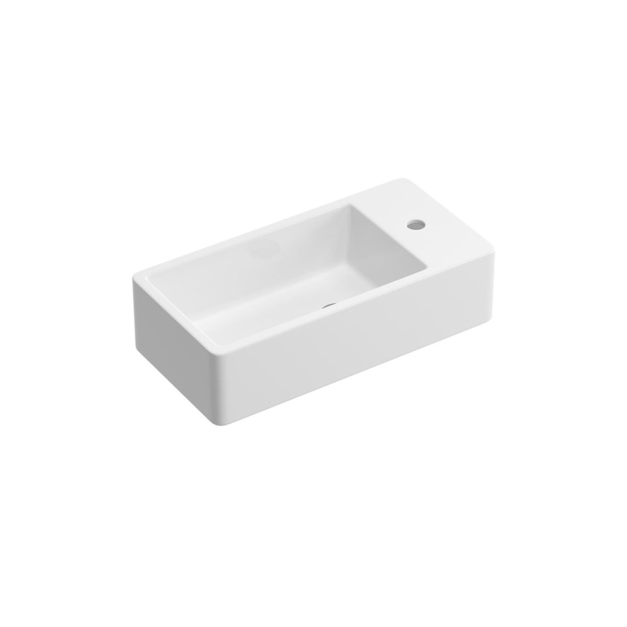 Detroit 405mm Right Hand Wall Hung Basin and Square Bottletrap