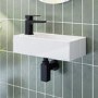 Detroit Wall Hung Basin With Matt Black Bottle Trap & Basin Mixer With Waste - Zana