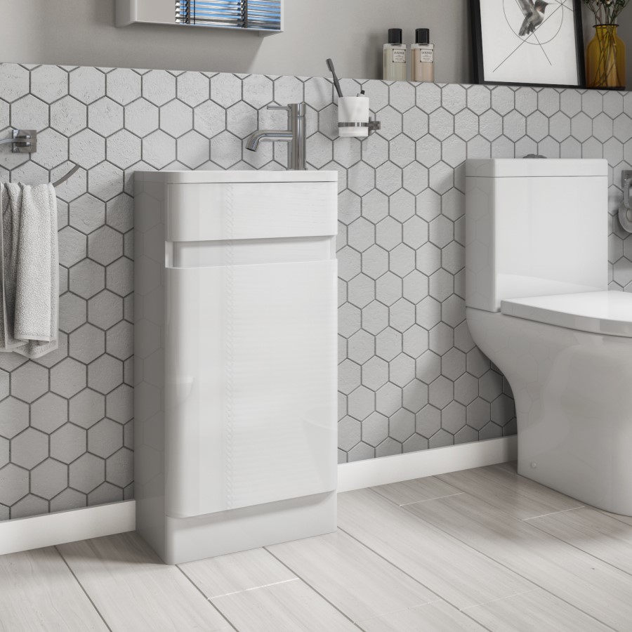400mm White Cloakroom Vanity Unit with Basin - Portland