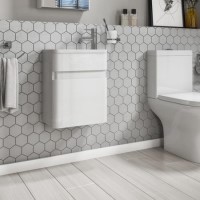 410mm White Wall Hung Cloakroom Vanity Unit with Basin - Portland