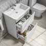 600mm White Gloss Floorstanding Vanity Basin Unit with 2 Drawers - Portland