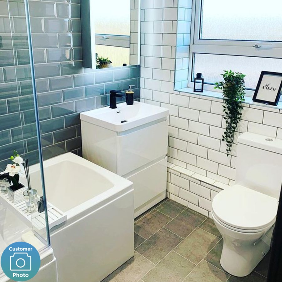 600mm White Freestanding Vanity Unit with Sink - Portland