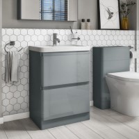 600mm Light Grey Freestanding Vanity Unit with Basin - Portland