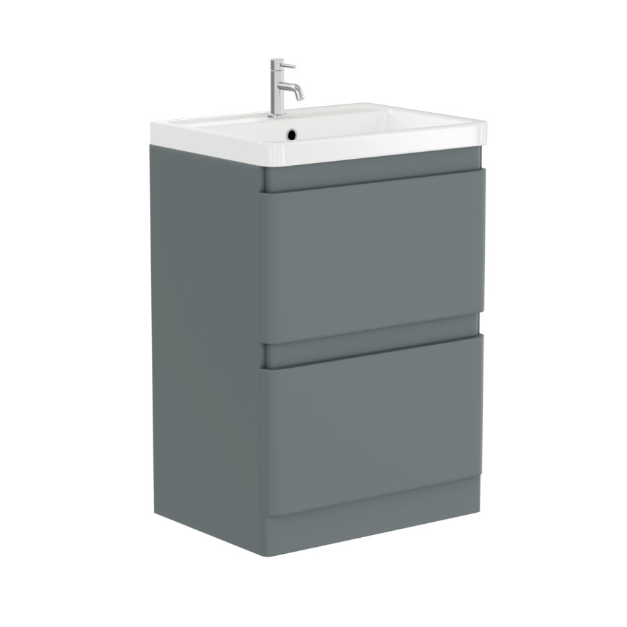 600mm Light Grey Freestanding Vanity Unit with Basin - Portland