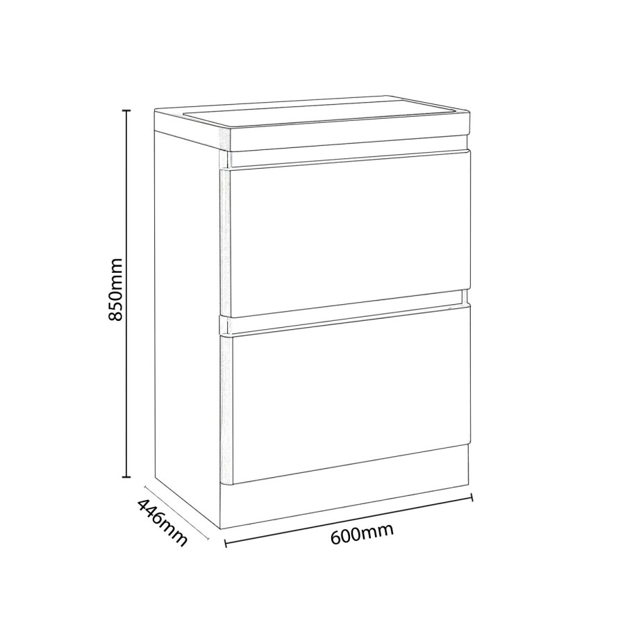 600mm Light Grey Freestanding Vanity Unit with Basin - Portland