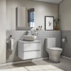 600mm White Wall Hung Countertop Vanity Unit with 2 Drawers - Portland