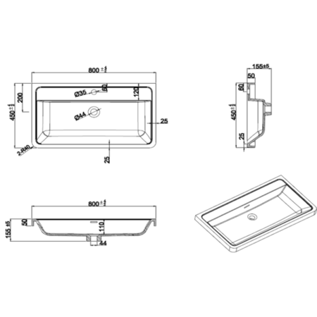 800mm White Freestanding Vanity Unit with Basin - Portland