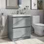 800mm Light Grey Freestanding Vanity Unit with Basin - Portland
