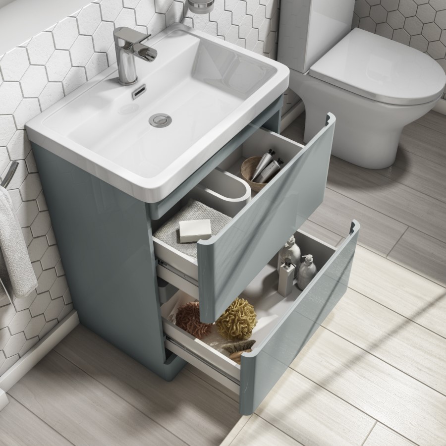 800mm Light Grey Freestanding Vanity Unit with Basin - Portland