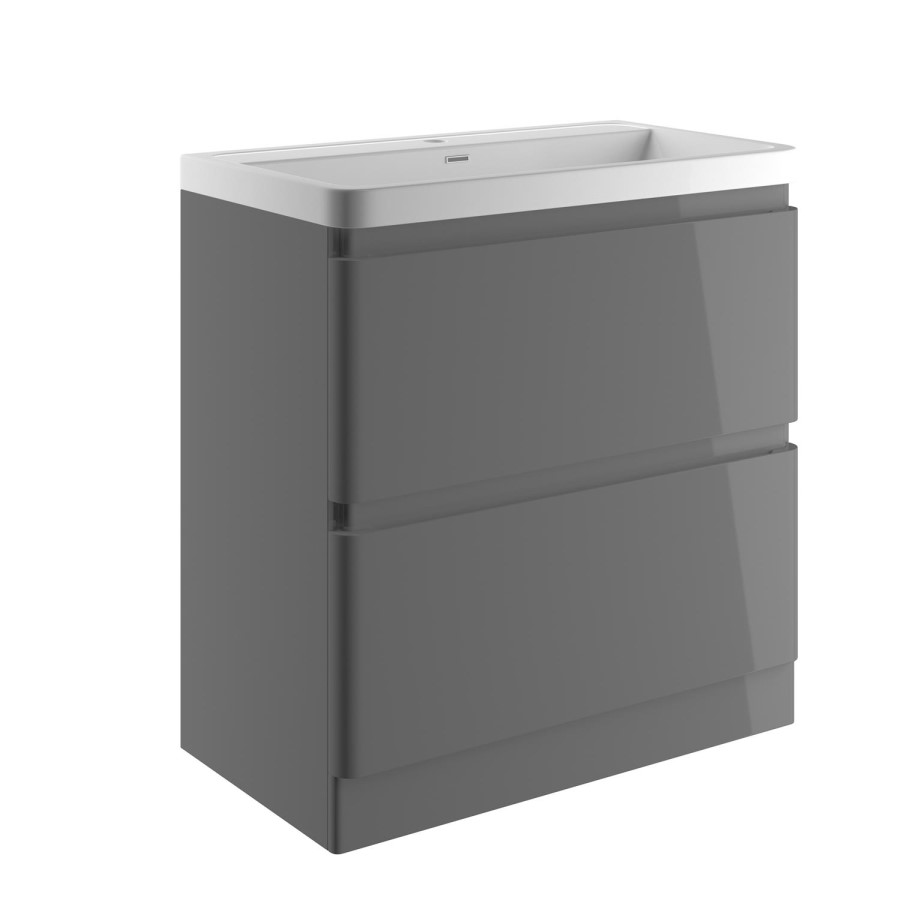 800mm Light Grey Freestanding Vanity Unit with Basin - Portland