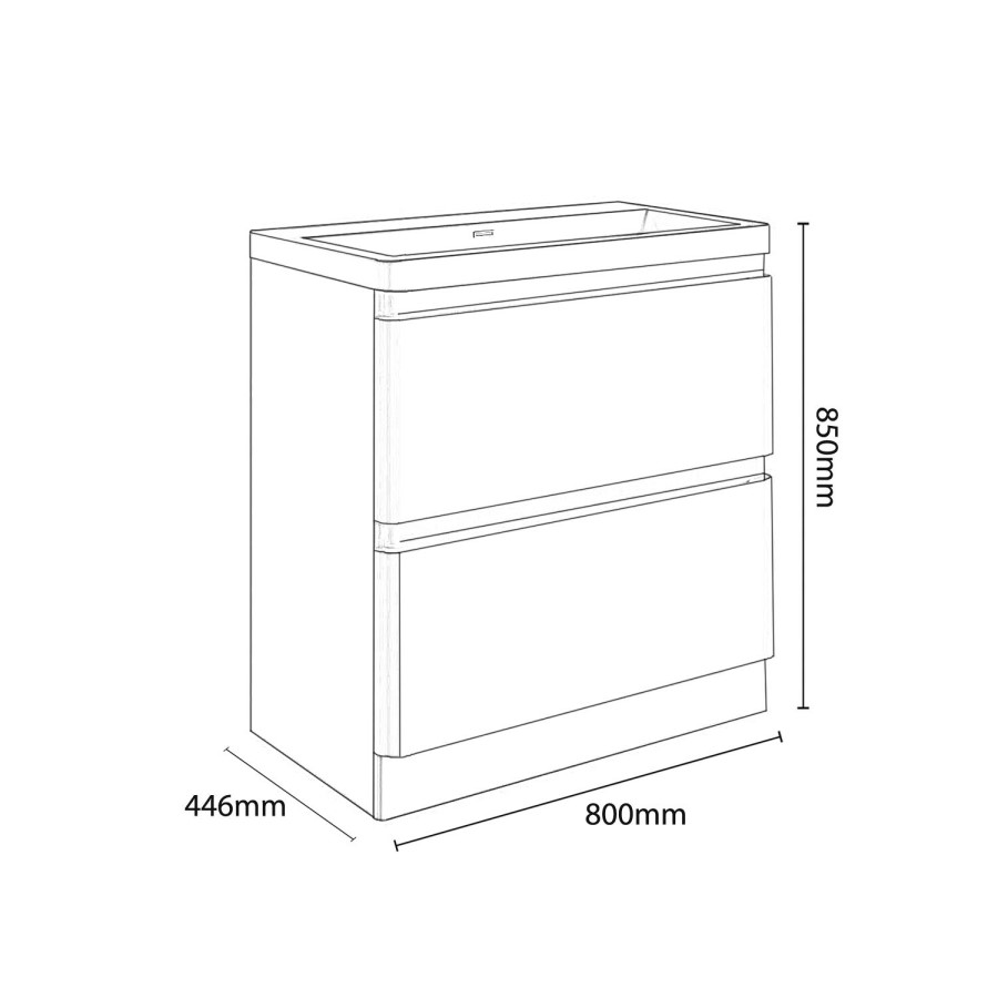 800mm Light Grey Freestanding Vanity Unit with Basin - Portland
