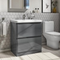 800mm Dark Grey Freestanding Vanity Unit with Basin - Portland