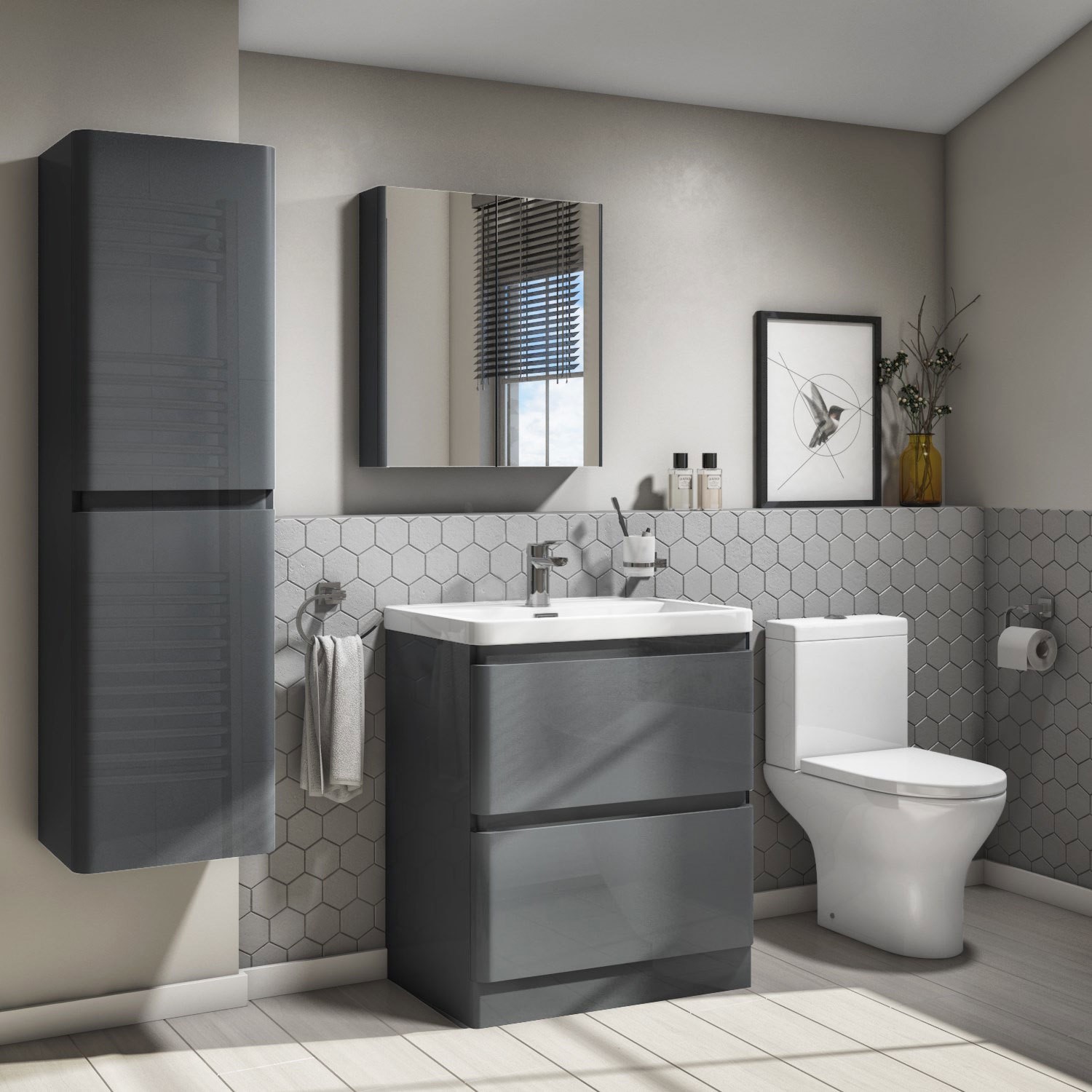 800mm Dark Grey Freestanding Vanity Unit With Basin Portland Furniture123 800mm Dark Grey Freestanding Vanity Unit With Basin Portland Furniture123