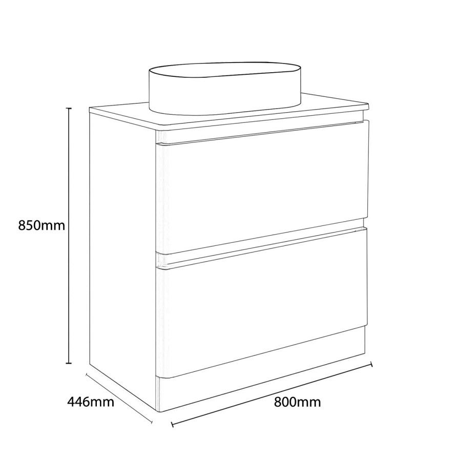 800mm White Freestanding Countertop Vanity Unit with Basin - Portland