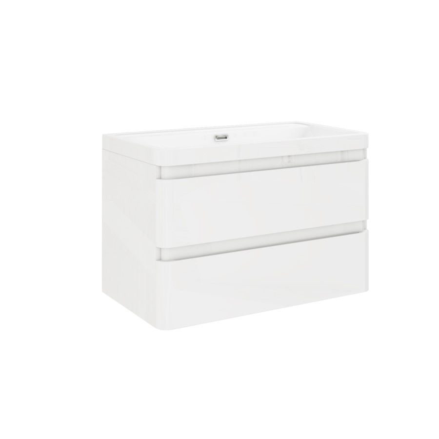 800mm White Wall Hung Vanity Unit with Basin - Portland