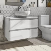 800mm White Gloss Wall Hung 2 Drawer Vanity Unit- Portland