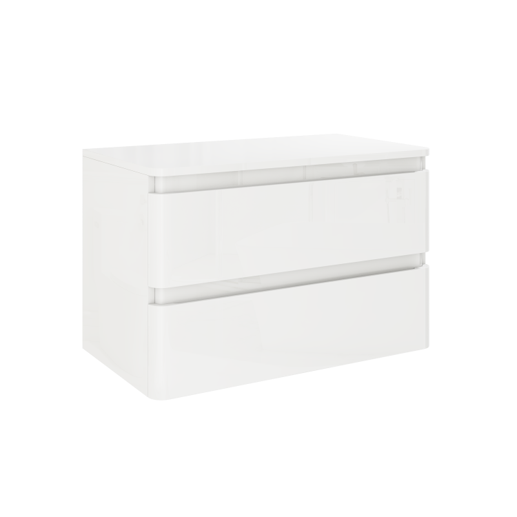 800mm White Gloss Wall Hung 2 Drawer Vanity Unit- Portland