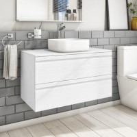 900mm Wall Hung 2 Drawer Vanity Basin Unit White - Boston