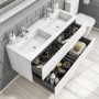 1200mm White Wood Effect Wall Hung Double Vanity Unit with Basin - Boston
