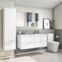 1200mm White Wood Effect Wall Hung Double Vanity Unit with Basin - Boston