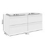 1200mm White Wood Effect Wall Hung Double Vanity Unit with Basin - Boston