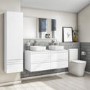 1200mm Wall Hung 4 Drawer Vanity Unit White - Boston