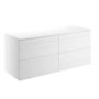 1200mm Wall Hung 4 Drawer Vanity Unit White - Boston