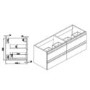 1200mm Wall Hung 4 Drawer Vanity Unit White - Boston