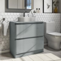 800mm Light Grey Freestanding Countertop Vanity Unit with Basin - Portland