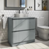 800mm Light Grey Freestanding Countertop Vanity Unit with Basin - Portland 800mm Light Grey Freestanding Countertop Vanity Unit with Basin - Portland
