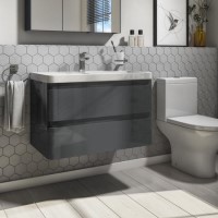 800mm Dark Grey Wall Hung Vanity Unit with Basin - Portland 800mm Dark Grey Wall Hung Vanity Unit with Basin - Portland