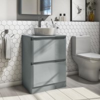 600mm Light Grey Freestanding Countertop Vanity Unit with Basin - Portland 600mm Light Grey Freestanding Countertop Vanity Unit with Basin - Portland