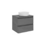 600mm Light Grey Wall Hung Countertop Vanity Unit with Basin - Portland