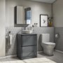 600mm Dark Grey Freestanding Countertop Vanity Unit with Basin - Portland