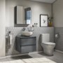 600mm Dark Grey Gloss Wall Hung Vanity Unit with Countertop - Portland