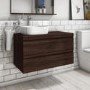 900mm Dark Wood Effect Wall Hung Countertop Vanity Unit with Basin - Boston