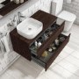 900mm Dark Wood Effect Wall Hung Countertop Vanity Unit with Basin - Boston