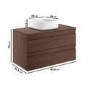 900mm Dark Wood Effect Wall Hung Countertop Vanity Unit with Basin - Boston