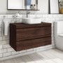 900mm Wall Hung 2 Drawer Vanity Unit Dark Oak - Boston