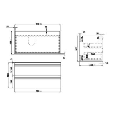 900mm Wall Hung 2 Drawer Vanity Unit Dark Oak - Boston