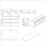 1200mm Dark Wood Effect Wall Hung Countertop Double Vanity Unit with Basins - Boston