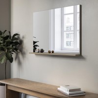 Rectangular Oak Mirror With Shelf 65 x 90cm - Boston
