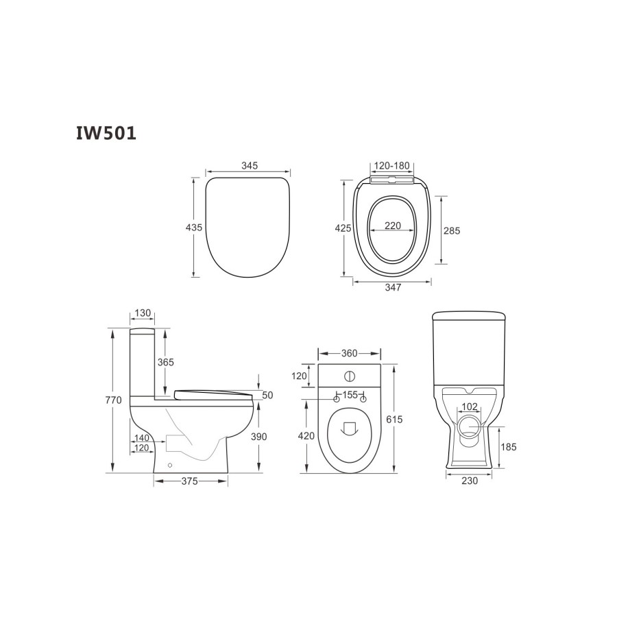 Brooklyn Spacesaver Right Hand Shower Bath and Close Coupled Toilet Suite