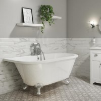 Traditional Back To Wall Bath with Chrome Feet - 1685 x 780mm