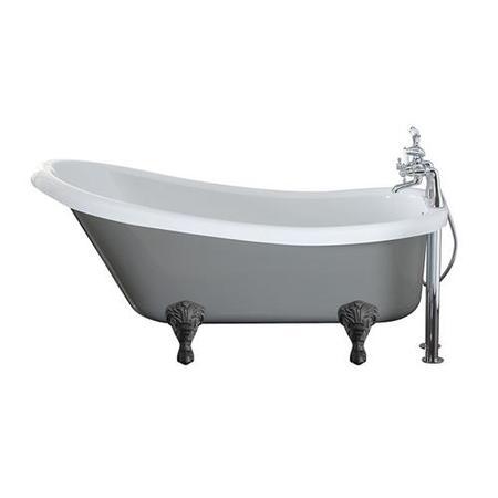 Grey Freestanding Slipper Bath with Black Feet - L1500 x W750mm - Nottingham