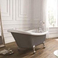 Nottingham Freestanding Single Ended Slipper Bath Grey with Chrome Feet - 1500 X 750mm