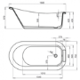 Nottingham Freestanding Single Ended Slipper Bath Grey with Chrome Feet - 1500 X 750mm