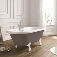 Nottingham 1700 x 750 x 450 Straight Freestanding Dove Grey Bath with White Feet