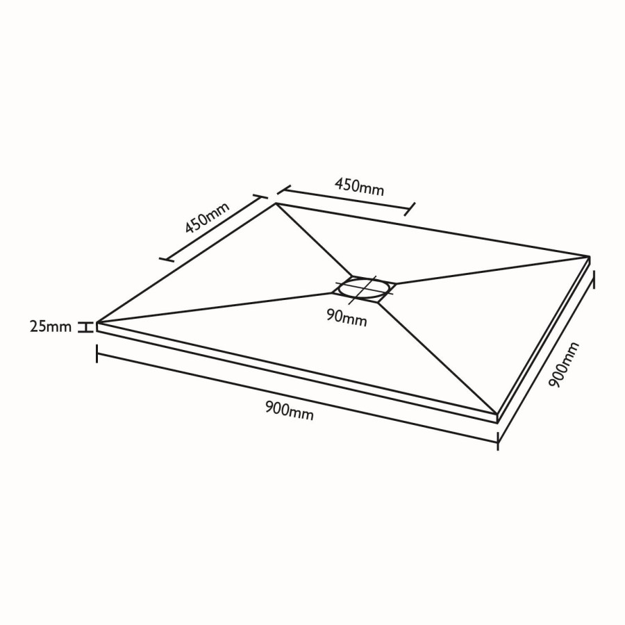 Ultra Low Profile Shower Tray 900 x 900mm Stone Resin - Silhouette
